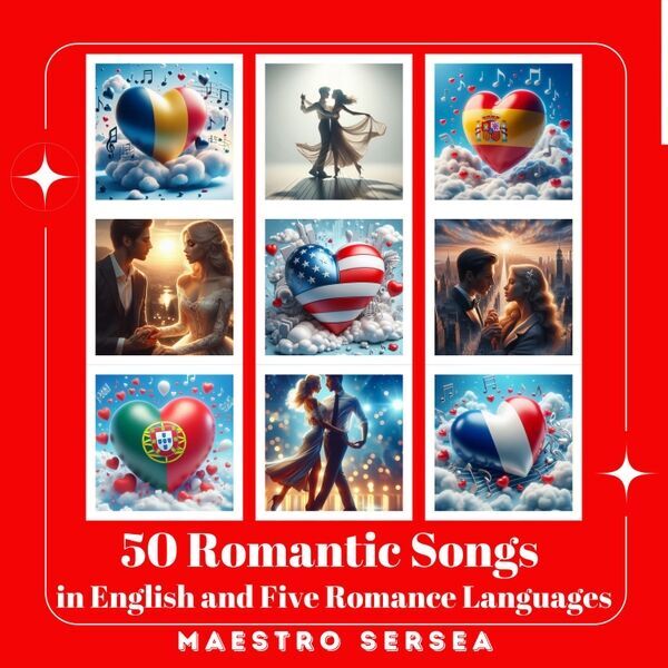 Cover art for 50 Romantic Songs in English and Five Romance Languages